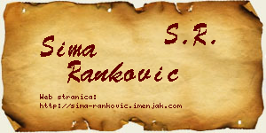 Sima Ranković vizit kartica